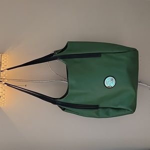 Valentina Italian leather shoulder bag green/black